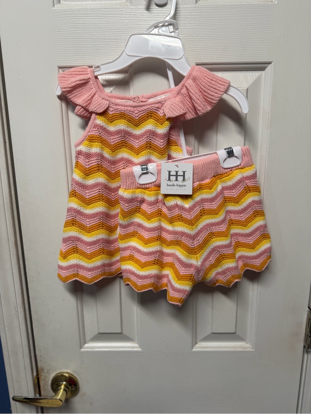 Haute Hippie Pink Chevron Knit Tank & Shorts Set for Kids